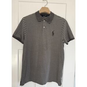 Polo Golf Ralph Lauren Shirt Size Large Gray Stripe‎ Big Pony Pro Fit Mens